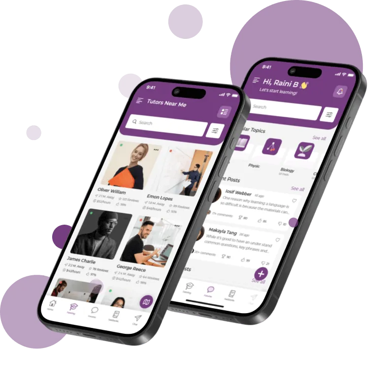 BusyHen on iPhone - Tutors Near Me and home screens